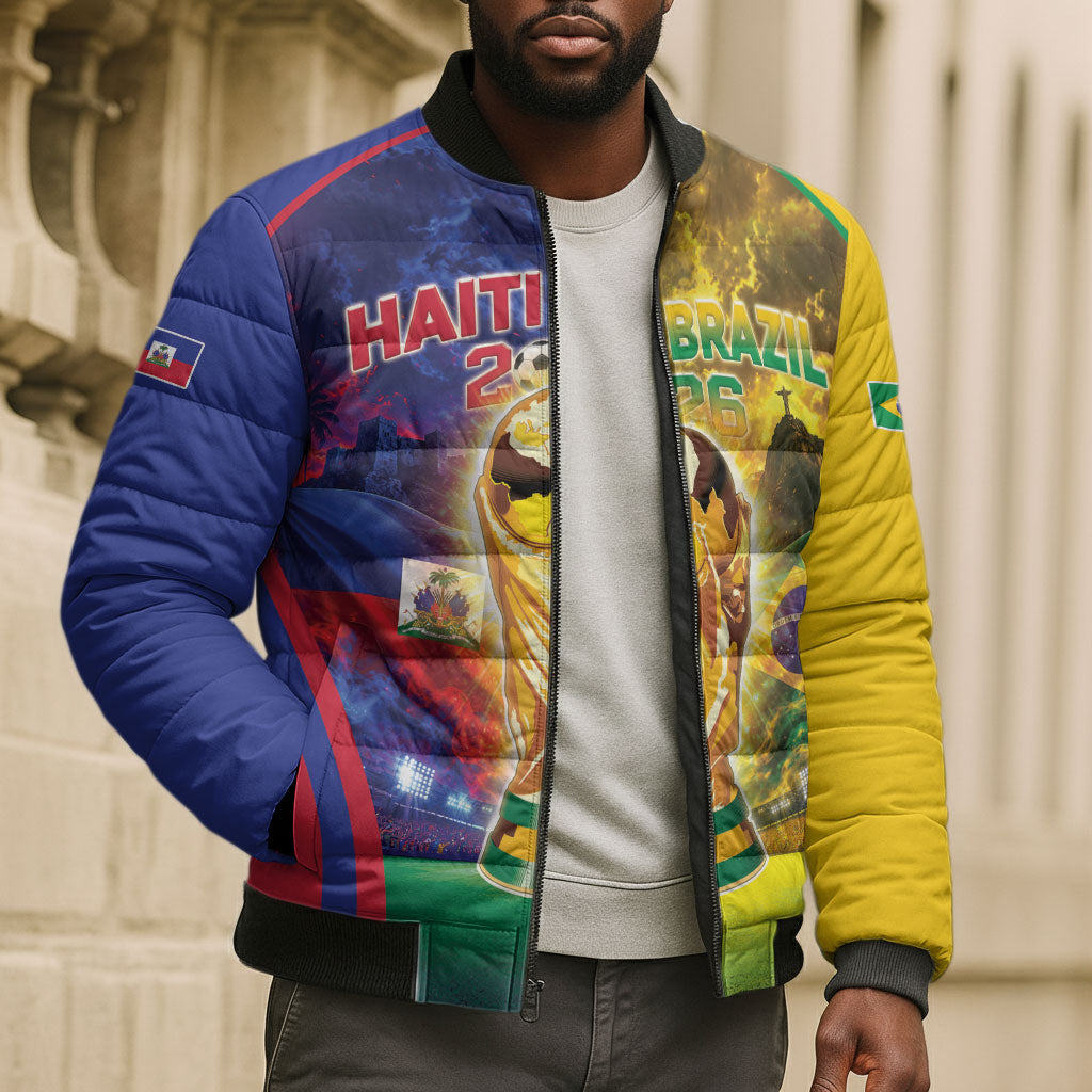 Custom Brazil Haiti 2026 World Football Bomber Puffer Jacket Go For Glory
