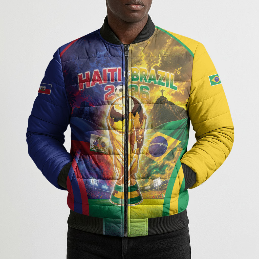 Custom Brazil Haiti 2026 World Football Bomber Puffer Jacket Go For Glory
