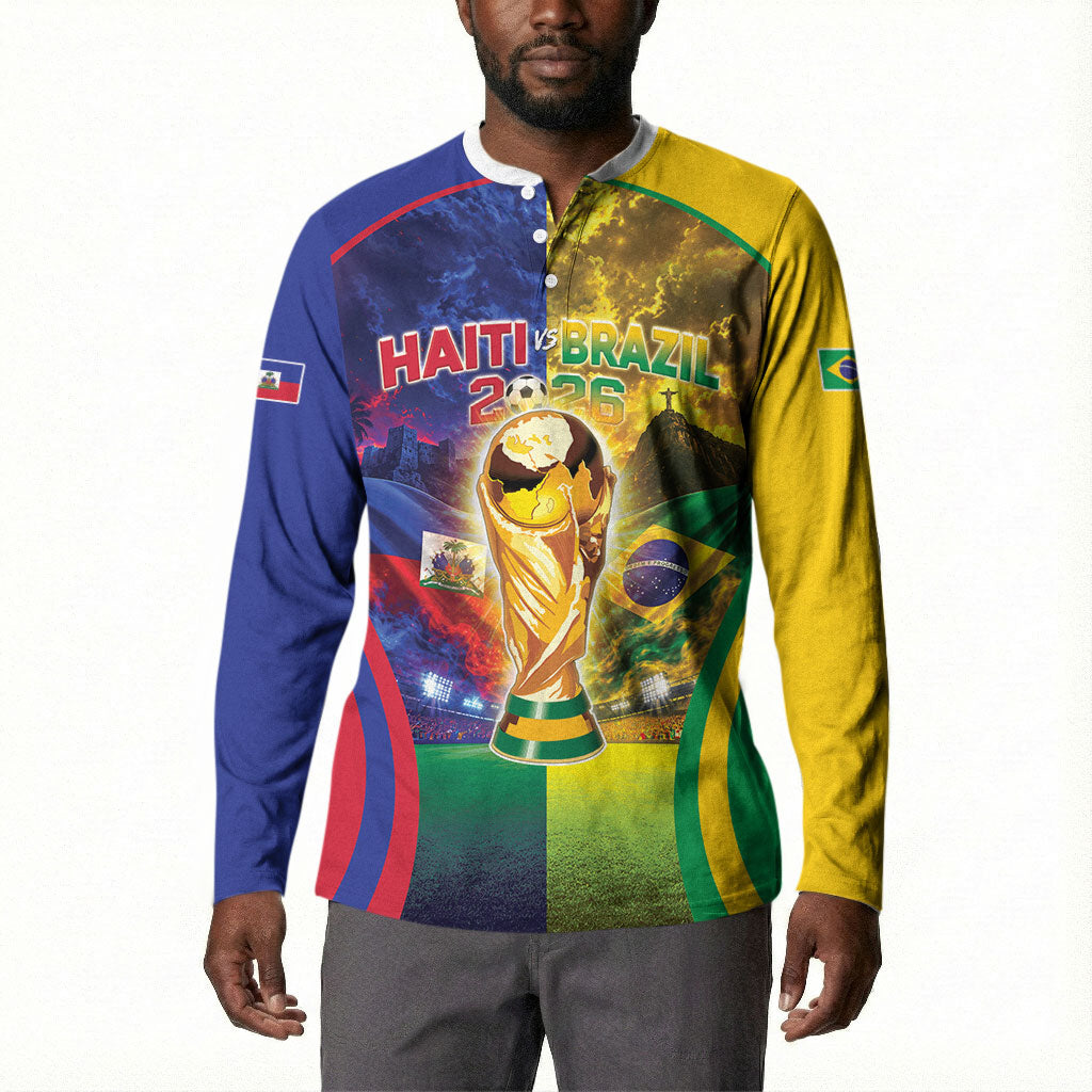 Custom Brazil Haiti 2026 World Football Button Sweatshirt Go For Glory