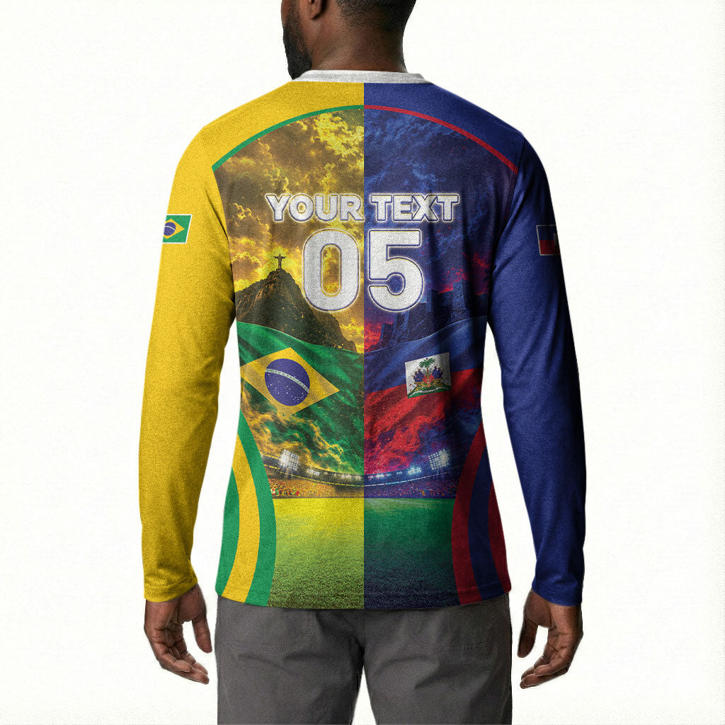 Custom Brazil Haiti 2026 World Football Button Sweatshirt Go For Glory