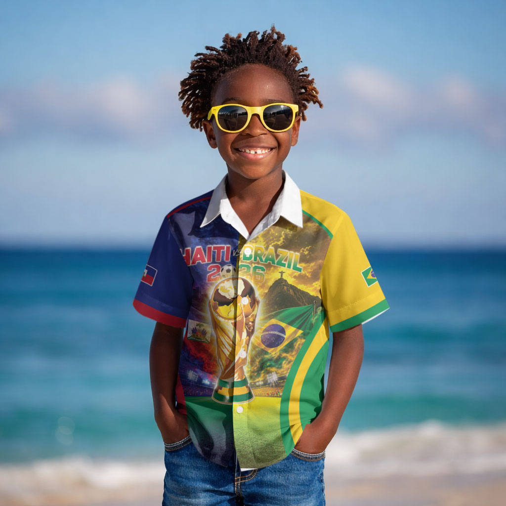 Custom Brazil Haiti 2026 World Football Kid Hawaiian Shirt Go For Glory
