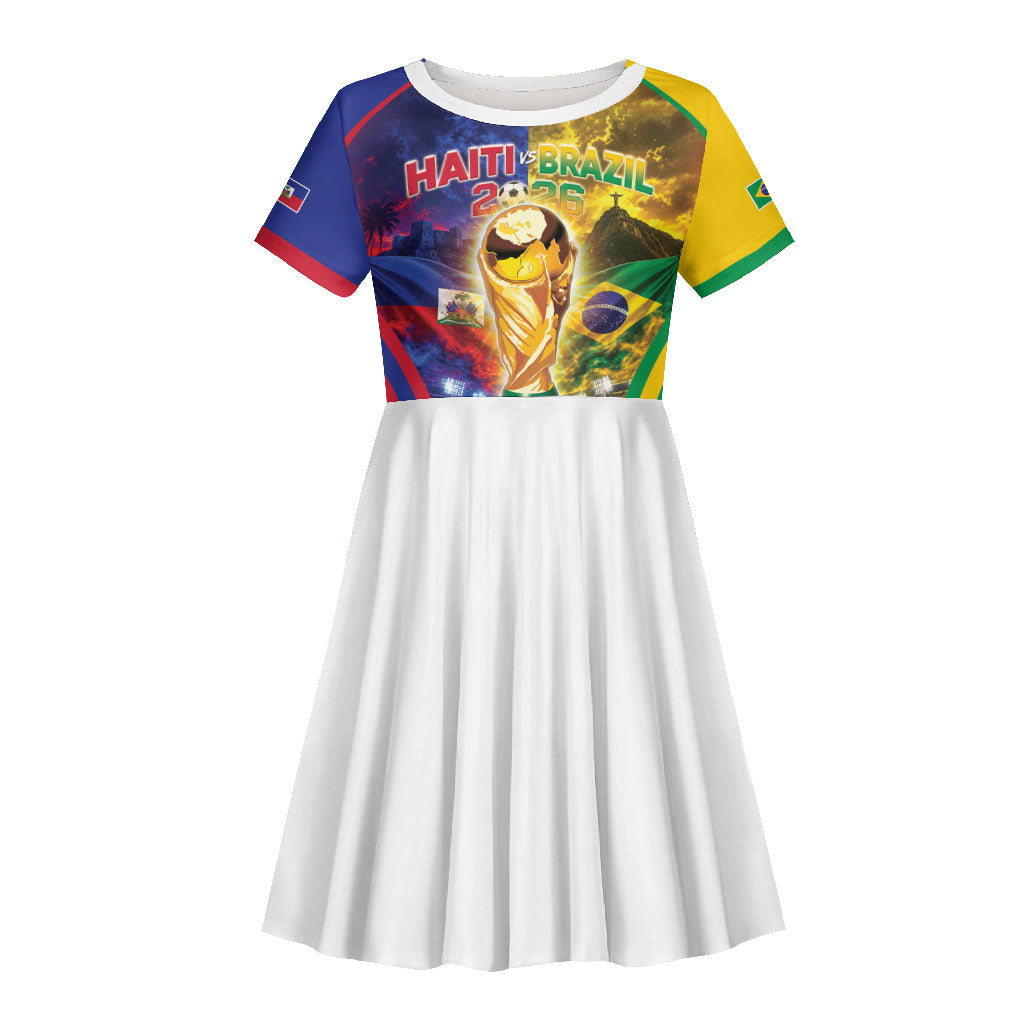 Custom Brazil Haiti 2026 World Football Kid Short Sleeve Dress Go For Glory
