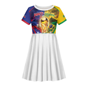 Custom Brazil Haiti 2026 World Football Kid Short Sleeve Dress Go For Glory