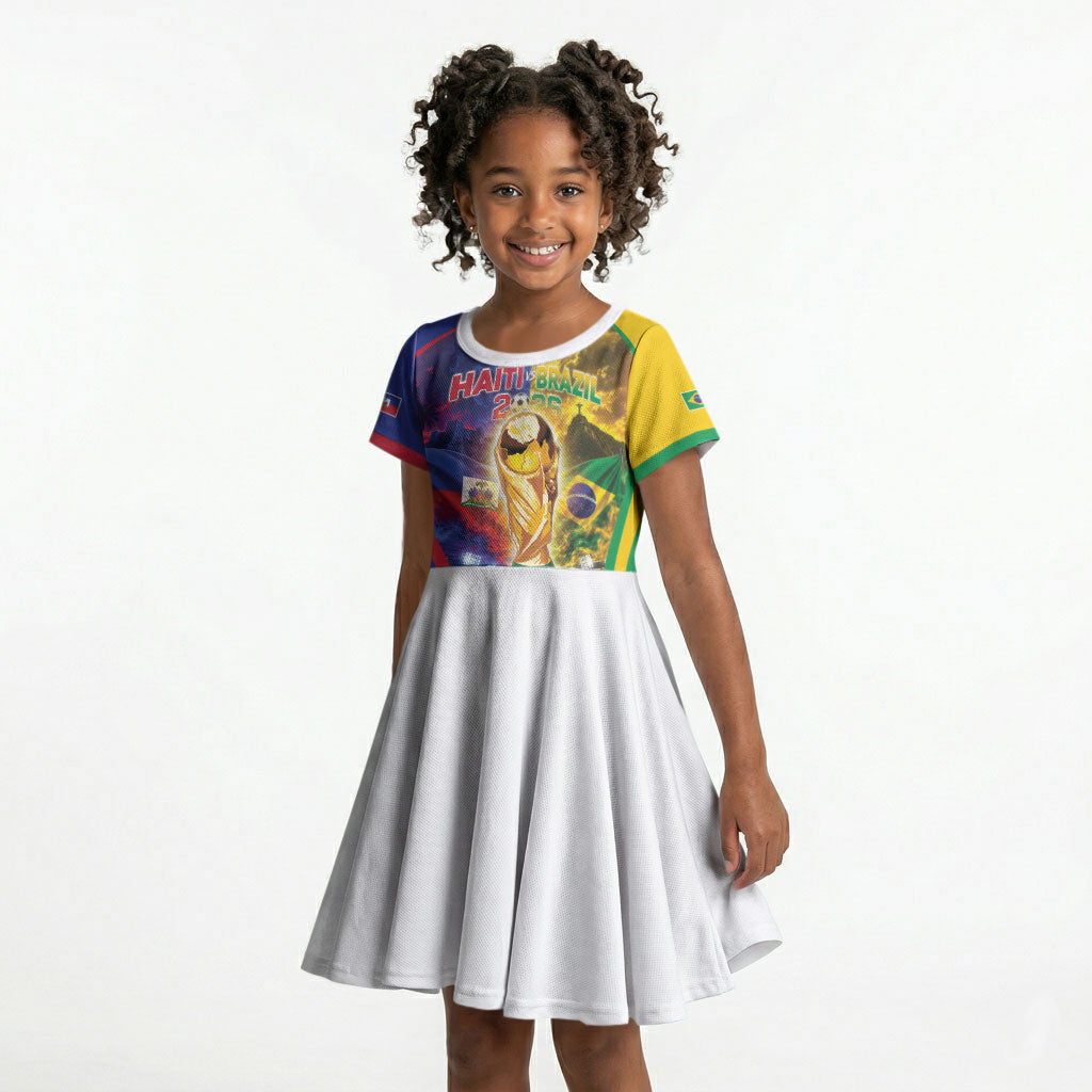 Custom Brazil Haiti 2026 World Football Kid Short Sleeve Dress Go For Glory
