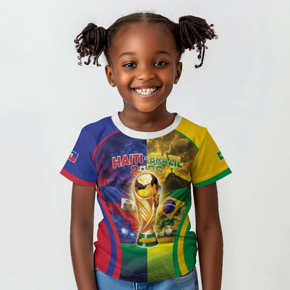Custom Brazil Haiti 2026 World Football Kid T shirt Go For Glory