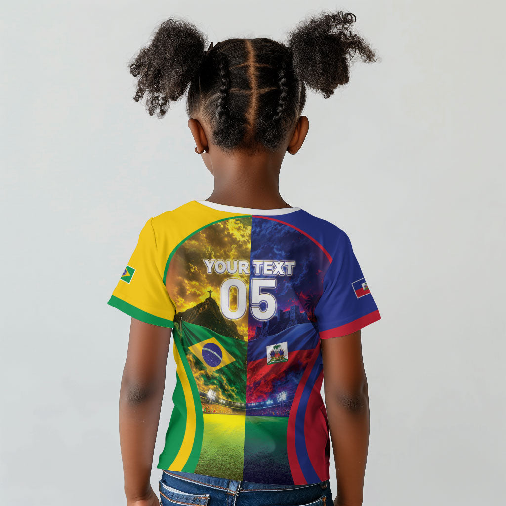 Custom Brazil Haiti 2026 World Football Kid T shirt Go For Glory