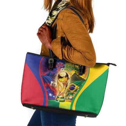Brazil Haiti 2026 World Football Leather Tote Bag Go For Glory