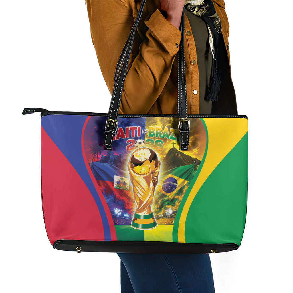 Brazil Haiti 2026 World Football Leather Tote Bag Go For Glory