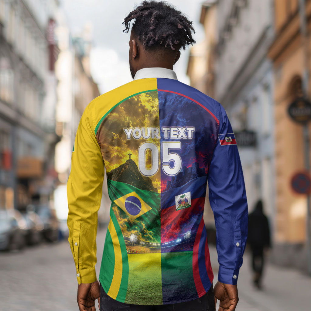 Custom Brazil Haiti 2026 World Football Long Sleeve Button Shirt Go For Glory