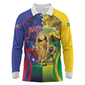 Custom Brazil Haiti 2026 World Football Long Sleeve Polo Shirt Go For Glory