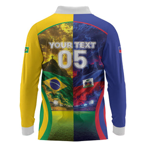 Custom Brazil Haiti 2026 World Football Long Sleeve Polo Shirt Go For Glory