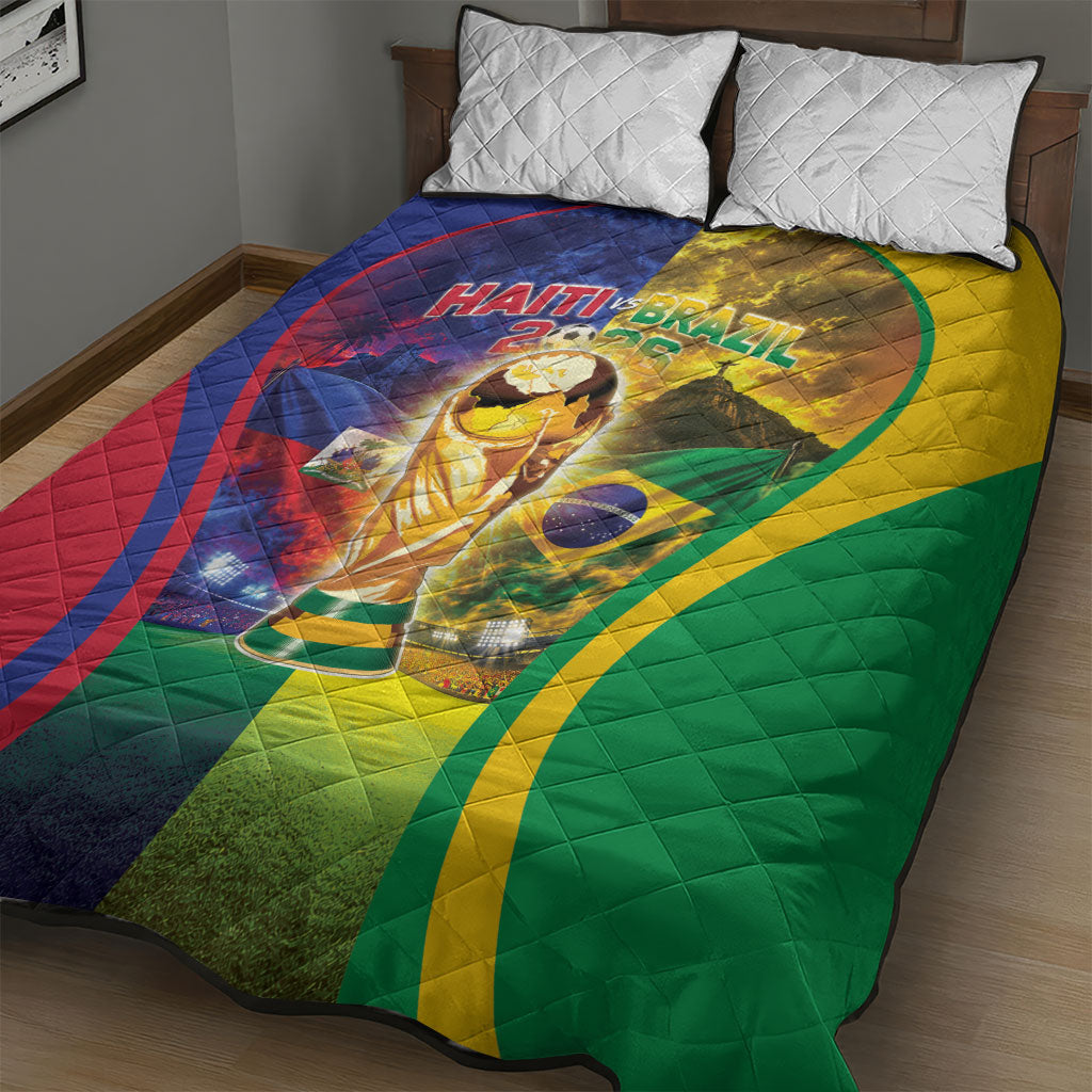Brazil Haiti 2026 World Football Quilt Bed Set Go For Glory