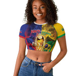 Custom Brazil Haiti 2026 World Football Raglan Cropped T shirt Go For Glory