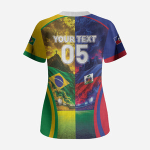 Custom Brazil Haiti 2026 World Football Scrub Top Go For Glory