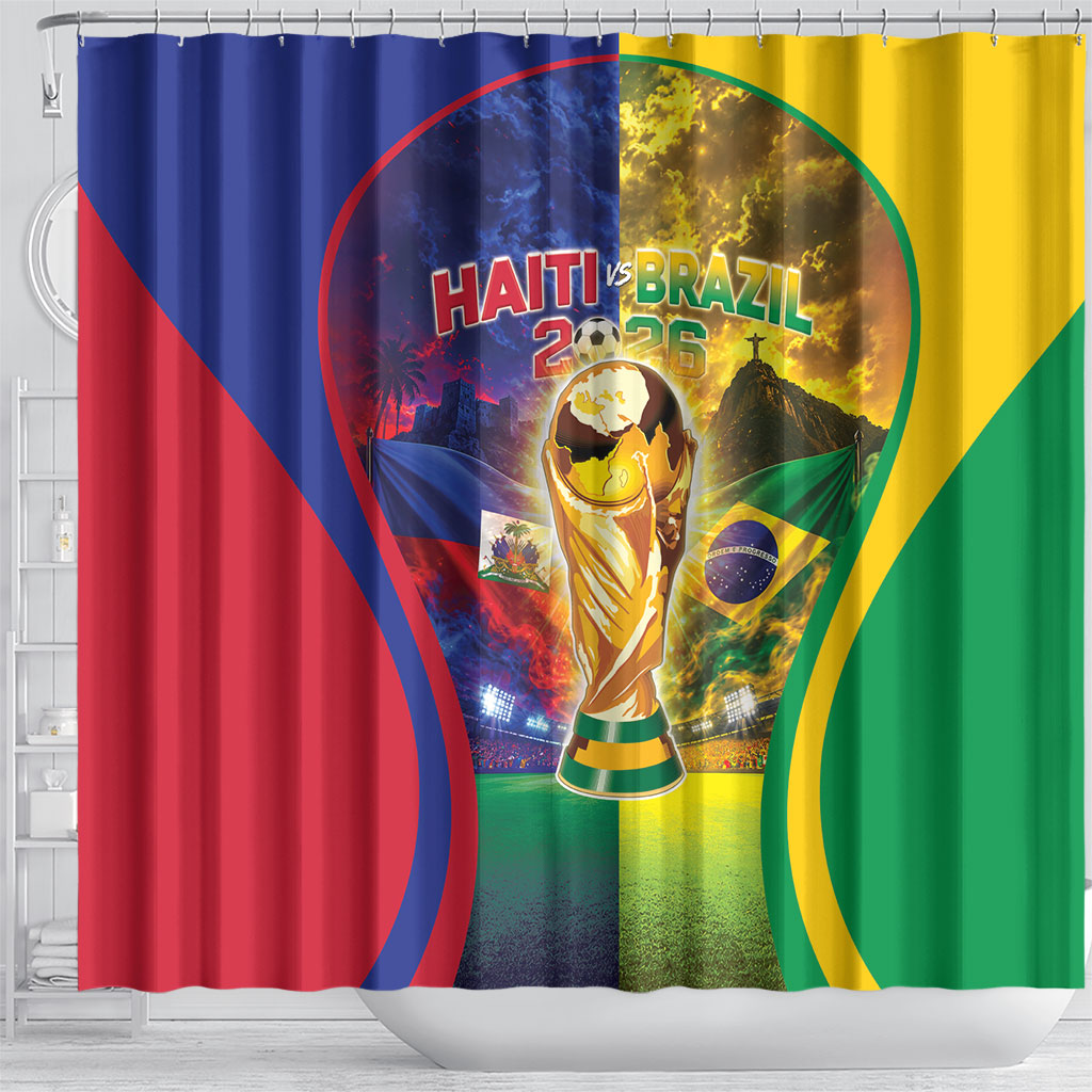 Brazil Haiti 2026 World Football Shower Curtain Go For Glory