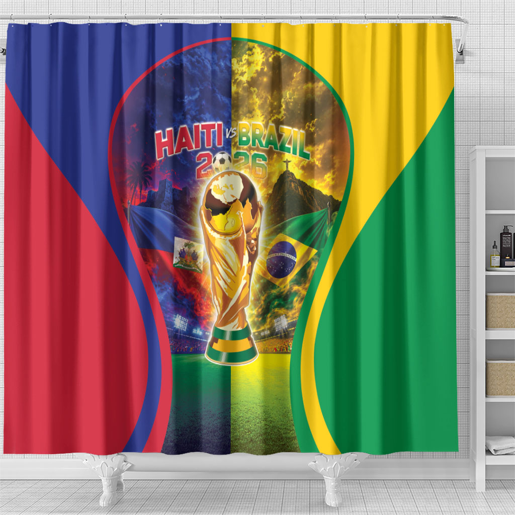 Brazil Haiti 2026 World Football Shower Curtain Go For Glory
