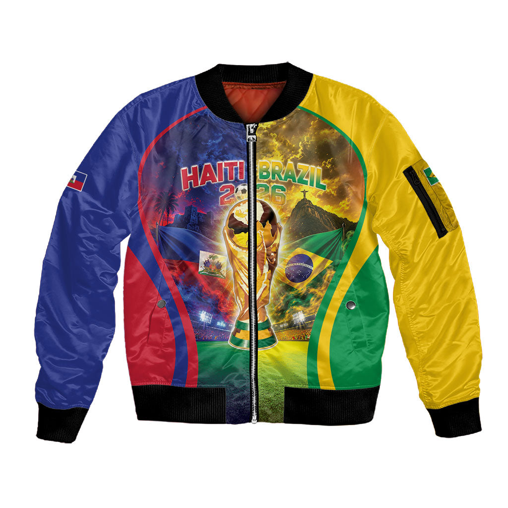 Custom Brazil Haiti 2026 World Football Sleeve Zip Bomber Jacket Go For Glory