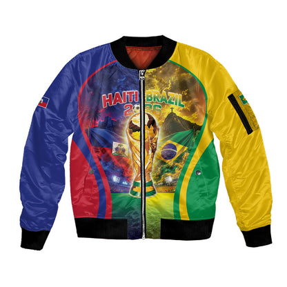 Custom Brazil Haiti 2026 World Football Sleeve Zip Bomber Jacket Go For Glory