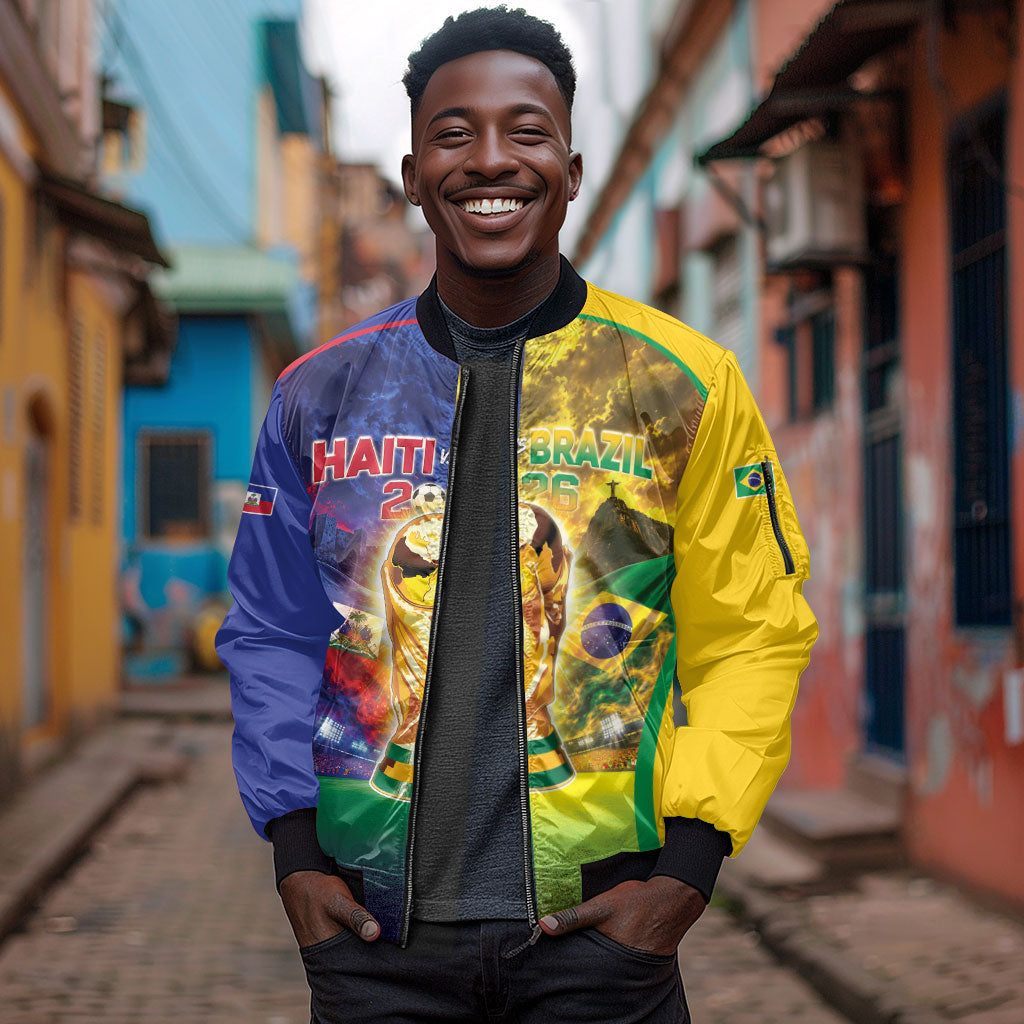 Custom Brazil Haiti 2026 World Football Sleeve Zip Bomber Jacket Go For Glory