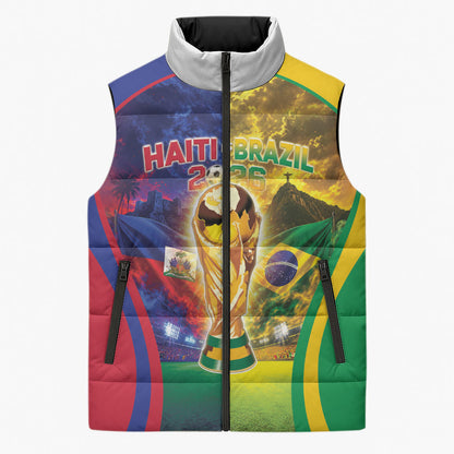 Custom Brazil Haiti 2026 World Football Sleeveless Puffer Jacket Go For Glory
