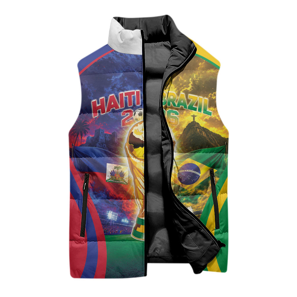 Custom Brazil Haiti 2026 World Football Sleeveless Puffer Jacket Go For Glory