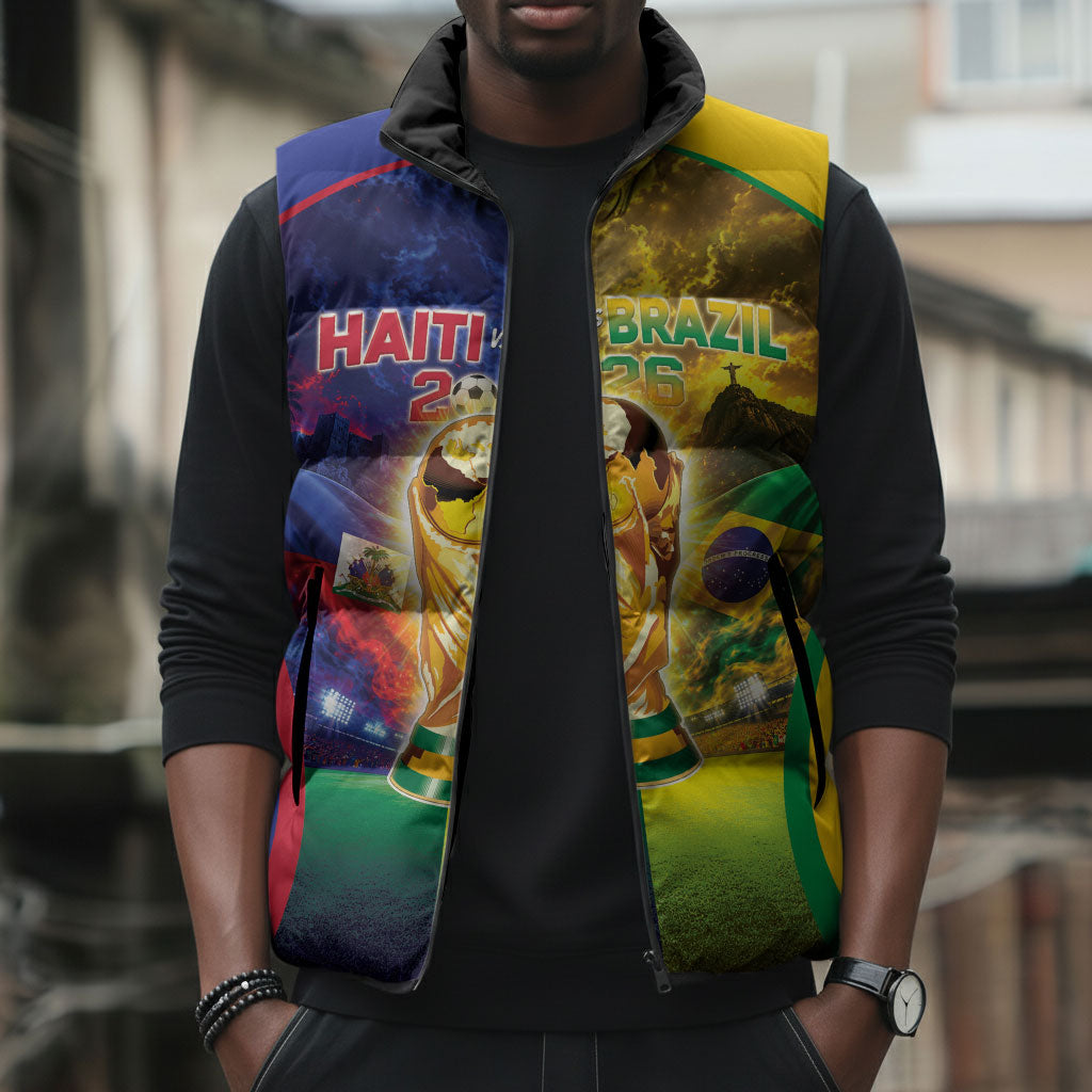 Custom Brazil Haiti 2026 World Football Sleeveless Puffer Jacket Go For Glory