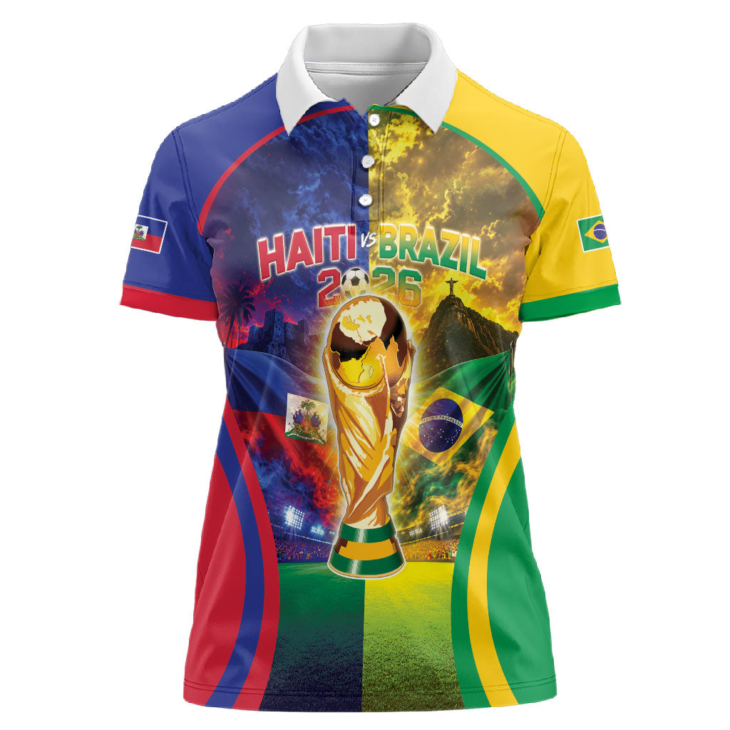 Custom Brazil Haiti 2026 World Football Women Polo Shirt Go For Glory
