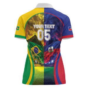 Custom Brazil Haiti 2026 World Football Women Polo Shirt Go For Glory