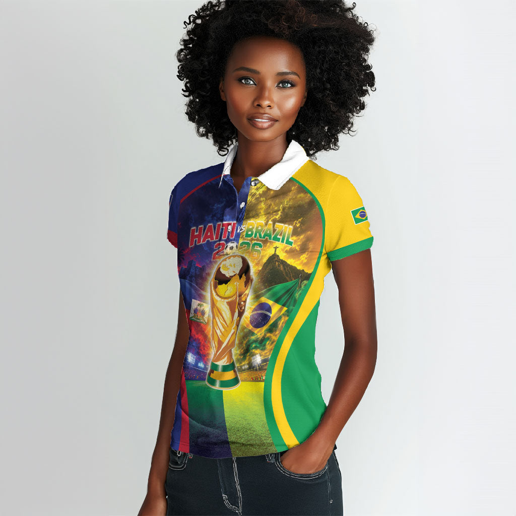 Custom Brazil Haiti 2026 World Football Women Polo Shirt Go For Glory