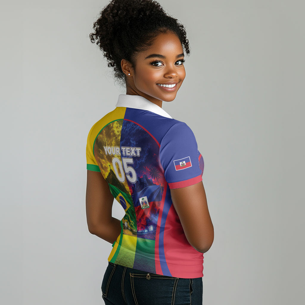 Custom Brazil Haiti 2026 World Football Women Polo Shirt Go For Glory