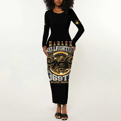 Never Forget Harlem Hellfighters Long Sleeve Bodycon Dress Strength Courage And Glory
