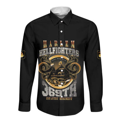Never Forget Harlem Hellfighters Long Sleeve Button Shirt Strength Courage And Glory