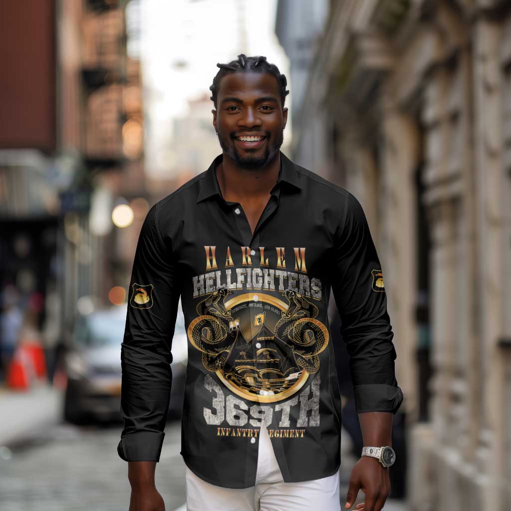 Never Forget Harlem Hellfighters Long Sleeve Button Shirt Strength Courage And Glory
