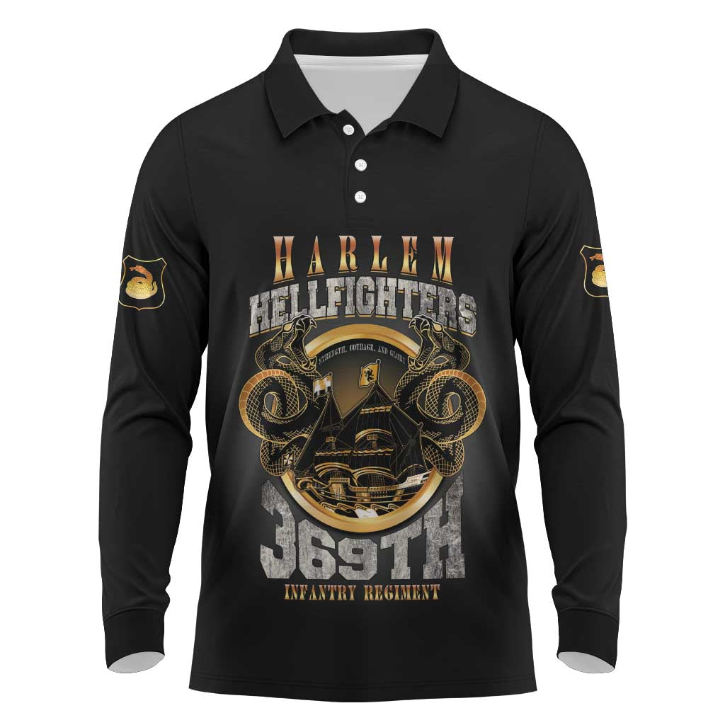 Never Forget Harlem Hellfighters Long Sleeve Polo Shirt Strength Courage And Glory