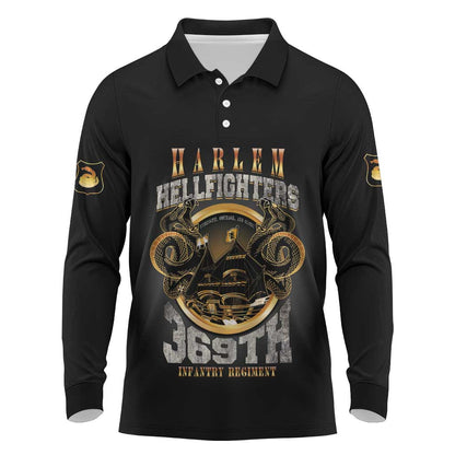 Never Forget Harlem Hellfighters Long Sleeve Polo Shirt Strength Courage And Glory