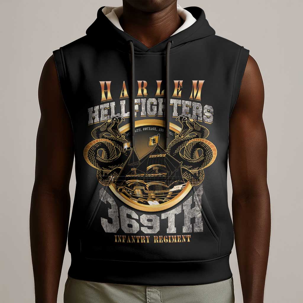 Never Forget Harlem Hellfighters Sleeveless Hoodie Strength Courage And Glory
