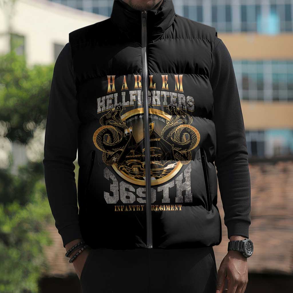 Never Forget Harlem Hellfighters Sleeveless Puffer Jacket Strength Courage And Glory