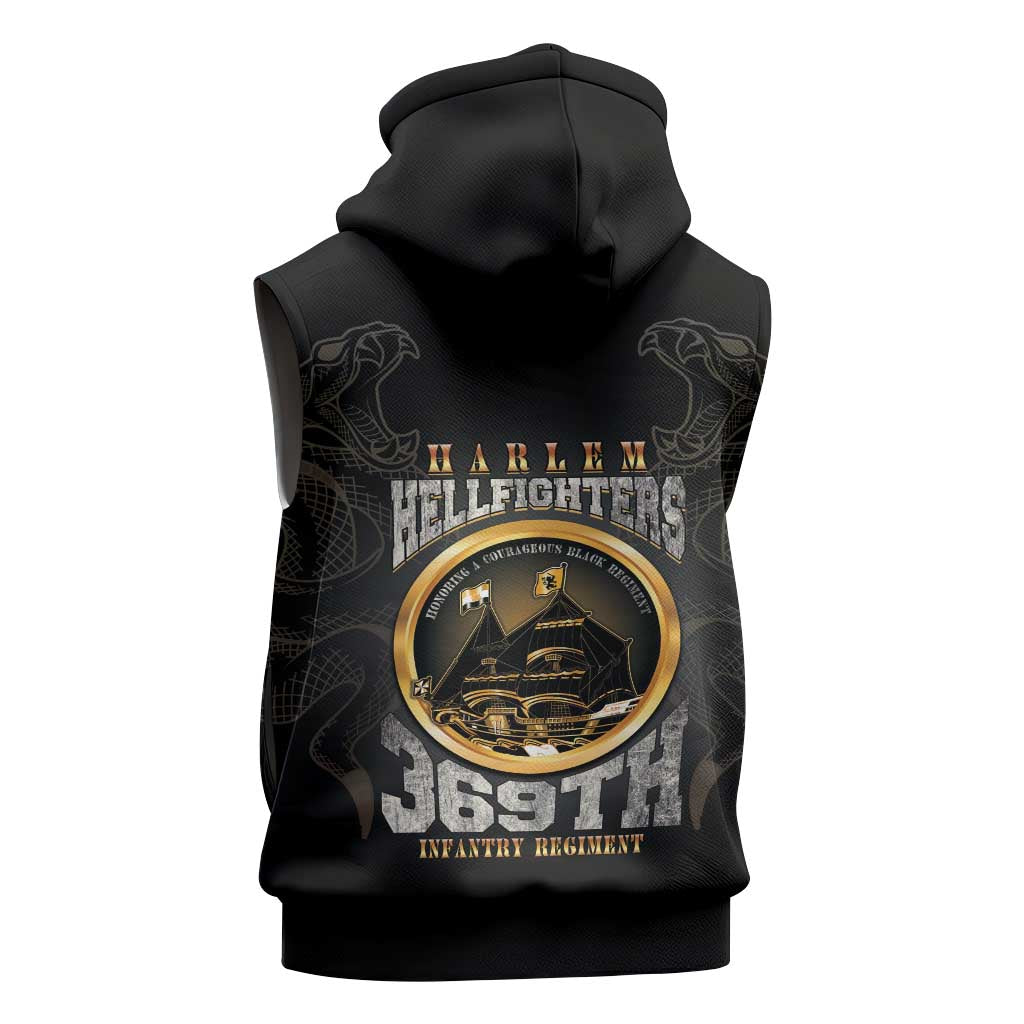 Never Forget Harlem Hellfighters Sleeveless Zip Hoodie Strength Courage And Glory