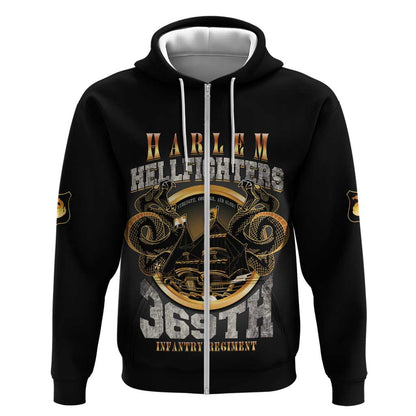 Never Forget Harlem Hellfighters Zip Hoodie Strength Courage And Glory
