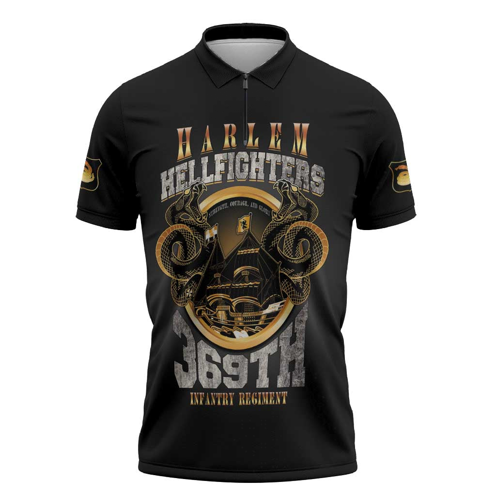 Never Forget Harlem Hellfighters Zipper Polo Shirt Strength Courage And Glory