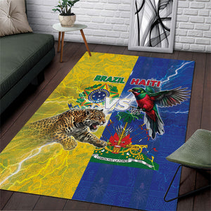 Brazil And Haiti Football Area Rug Jaguar With Kanson Wouj Special Style