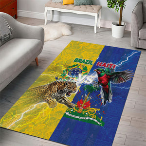Brazil And Haiti Football Area Rug Jaguar With Kanson Wouj Special Style