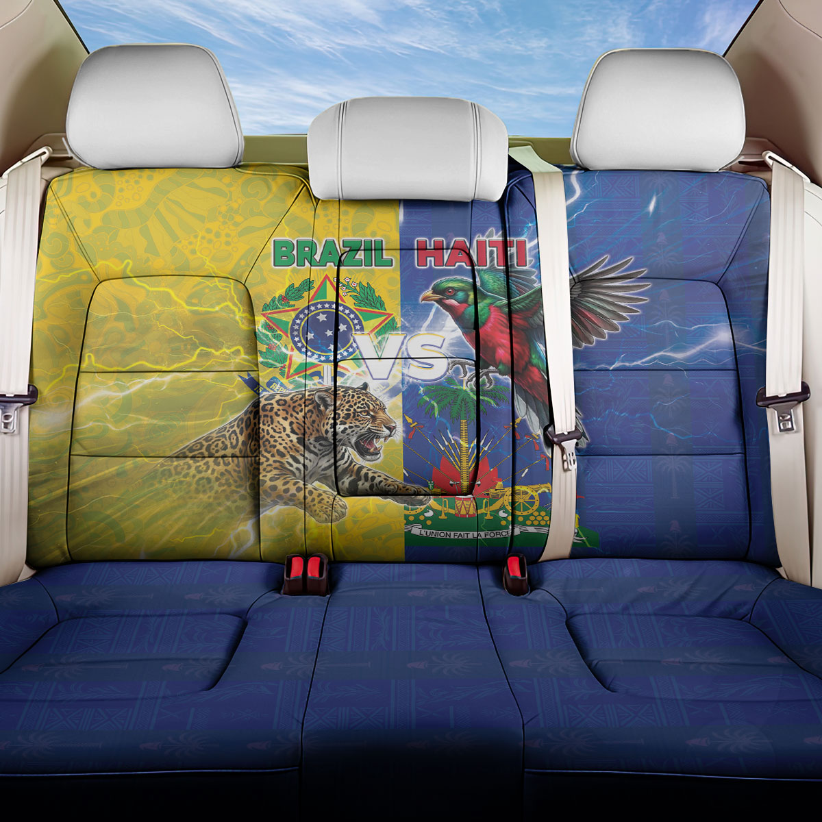 Brazil And Haiti Football Back Car Seat Cover Jaguar With Kanson Wouj Special Style