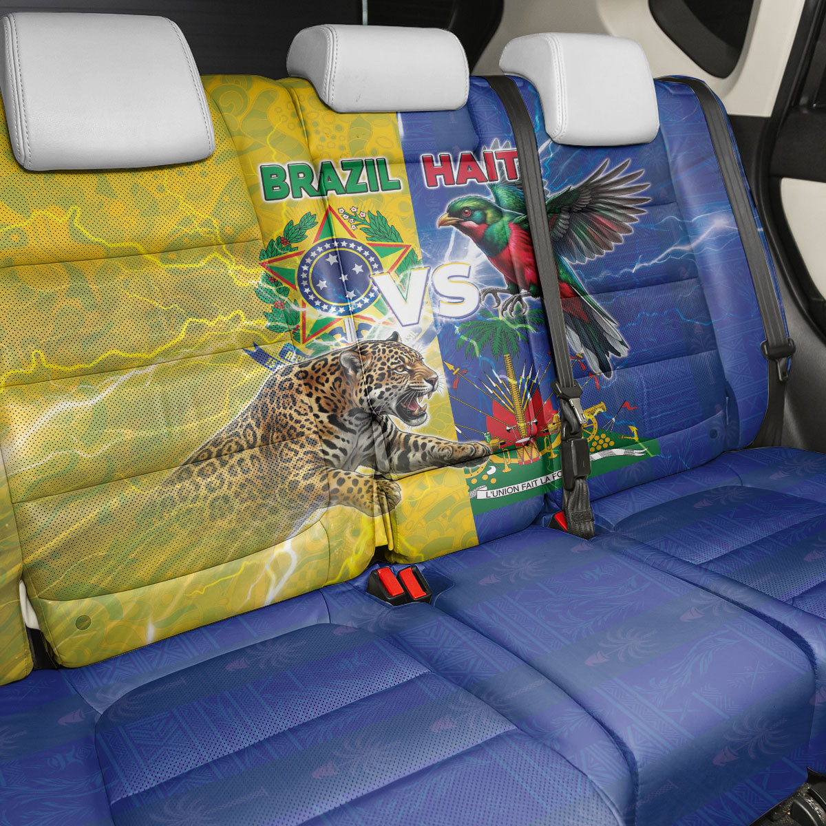 Brazil And Haiti Football Back Car Seat Cover Jaguar With Kanson Wouj Special Style