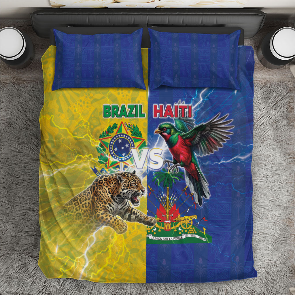 Brazil And Haiti Football Bedding Set Jaguar With Kanson Wouj Special Style