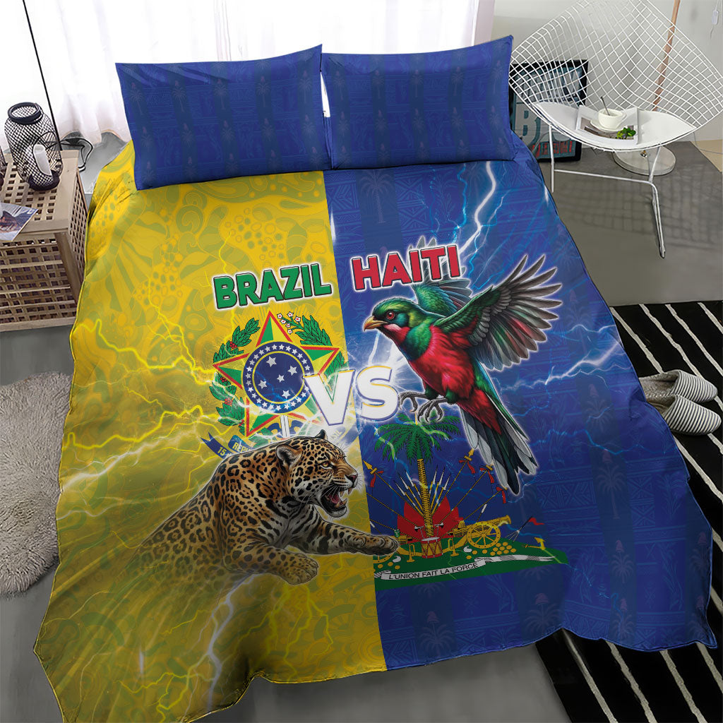 Brazil And Haiti Football Bedding Set Jaguar With Kanson Wouj Special Style
