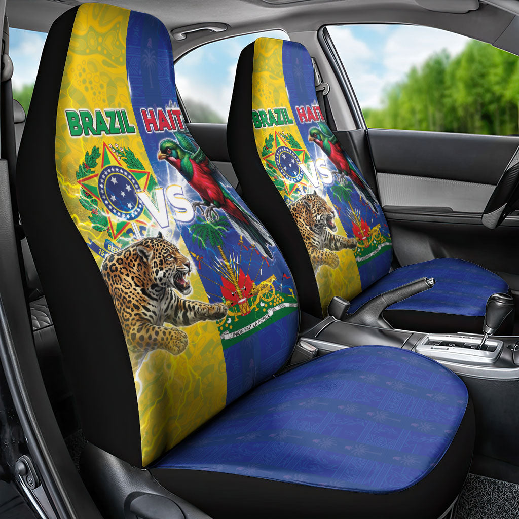 Brazil And Haiti Football Car Seat Cover Jaguar With Kanson Wouj Special Style