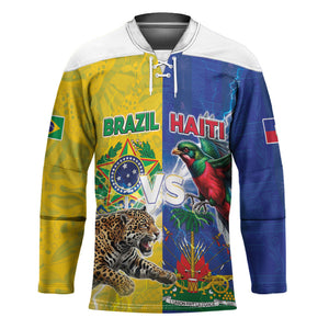 Custom Brazil And Haiti Football Hockey Jersey Jaguar With Kanson Wouj Special Style