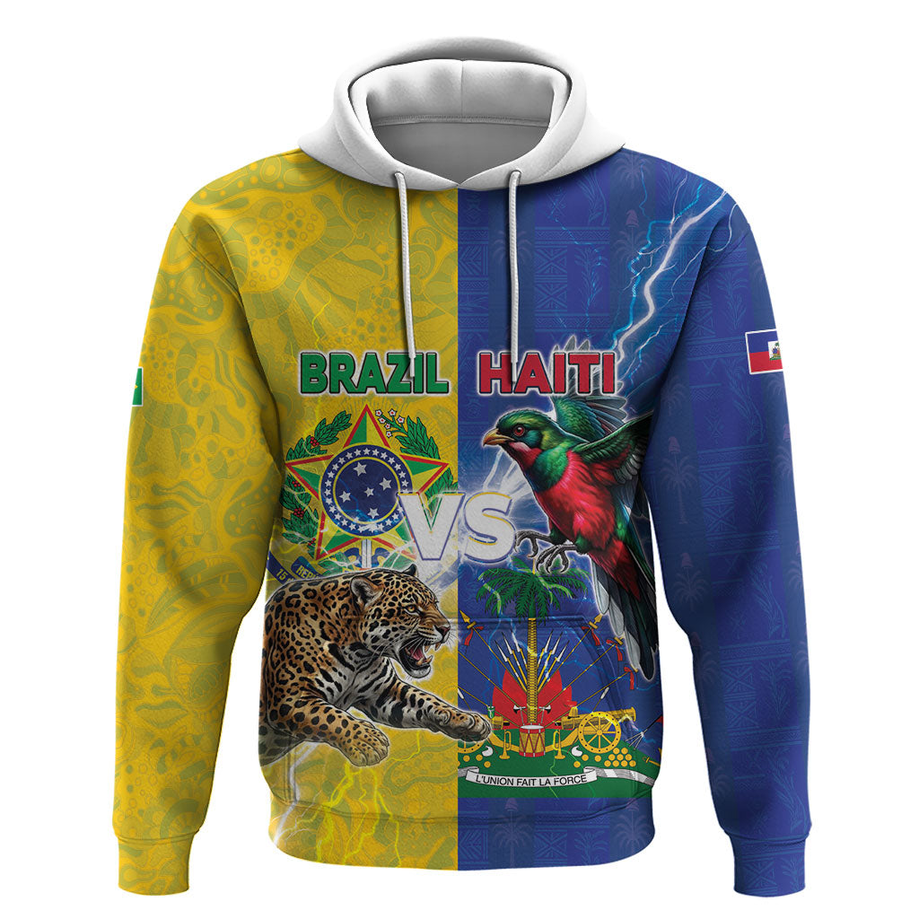 Custom Brazil And Haiti Football Hoodie Jaguar With Kanson Wouj Special Style