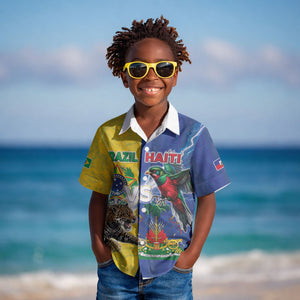 Custom Brazil And Haiti Football Kid Hawaiian Shirt Jaguar With Kanson Wouj Special Style